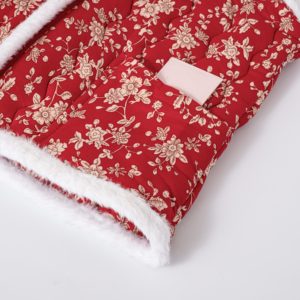 Gilet floral à texture chaude avec garniture en fourrure blanche, col en V et fermeture éclair, choix privilégié pour les occasions de rassemblement des femmes d'âge mûr - Product Image 6