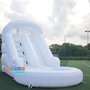 Pastel Arco Iris colorido comercial trampolín Rosa castillo hinchable con tobogán de agua Hupfburg patio trasero tobogán inflable niños - Product Image 4