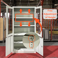 Meuble de rangement en métal avec porte vitrée et clé, étagères réglables, armoire de classement en acier pour bureau