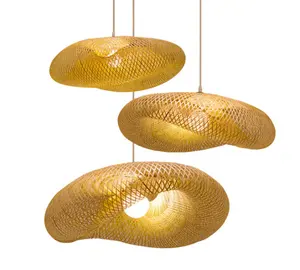 Customizing moderne Design natürliche Bambus Korb weide handgemachte Rattan Küche hängende Pendel leuchten