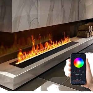 <span class=keywords><strong>Cheminée</strong></span> électrique à vapeur d'eau 3D à flamme <span class=keywords><strong>LED</strong></span> multicolore réglable et personnalisable de 50 cm, avec application, en promotion - Product Image 1