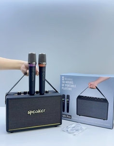New Mii Pro Retro Hifi Stereo Bass KTV Bluetooth Loa 2 Microphone Âm Nhạc Không Dây Di Động Karaoke Loa Mic Cho Đảng - Product Image 6