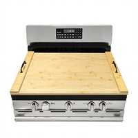 Couvercle de cuisinière carré en bambou avec poignées intégrées et pieds antidérapants, écologique, peu encombrant, léger, épaisseur 1,5 cm