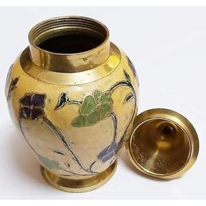 PARIJAT HANDICRAFT Urne funéraire en laiton pour cendres humaines pour enterrement ou niche au cimetière funéraire - Product Image 1