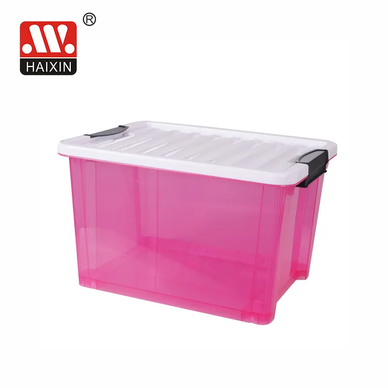 Haixing Stack & Pull Storage Bin with Latching Handle Clear Plastic Body with Solid Lid Kitchen Oraganization Boxes 50L