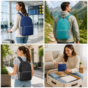 Mochila Plegable Personalizada, se Plega en una Bolsa de 22x18cm, Bolsillo Lateral de Malla, Bolsillo Frontal con Cierre, 5 Colores, Venta al Por Mayor - Product Image 4