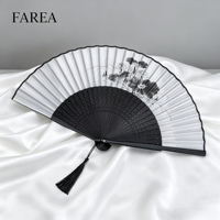 FAREA Éventail pliant personnalisé fait main en bambou, style chinois, sculpté et ajouré, imprimé soie, pour femme, antique et créatif, très populaire