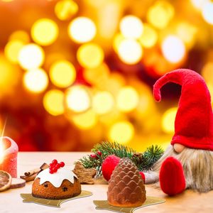 Mini tableros de pastel Golden Mousse Cake Boards Grease Proof Christmas Bell Boards para Mini Cake Bases Cupcake Platos de papel - Product Image 3