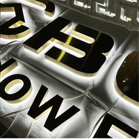 Panneau lumineux LED 3D personnalisé Zhilin pour entreprise, avec logo en métal doré et acrylique, étanche IP65, pour bâtiments, bureaux, et magasins de tabac