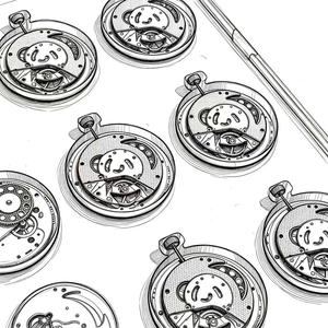 Montre Pendentif Octogonale de Luxe Édition <span class=keywords><strong>Huit</strong></span> Blanc avec Accents Arc-en-ciel, Cadran Gaufré, Breloque de Sac, Montre Mécanique Artistique en Forme de Collier - Product Image 3