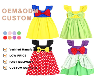 Оптовые комплекты детской одежды Puresun: популярные настраиваемые наряды для девочек, хлопковые платья с вышивкой и большим бантом - Product Image 5