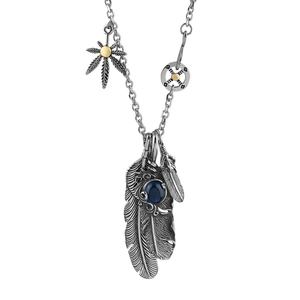 Ensemble de bijoux en acier inoxydable pour hommes, colliers rétro très tendance, colliers à pendentif plume pour hommes, accessoires de bijoux - Product Image 1