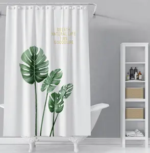 浴室用カスタムシャワーカーテン耐久性ポリエステル防水花プリントカーテン昇華3Dプリント