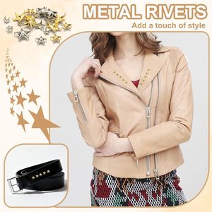 PATIKIL Mm Tachuelas Metálicas, Cuentas de Garra de Estrella, Remaches de Púas para Artesanía en Cuero, Ropa, Cinturones, Bolsos, Zapatos, Plateado - Product Image 4