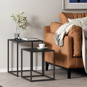 <span class=keywords><strong>Table</strong></span> basse gigogne d'usine, petite <span class=keywords><strong>table</strong></span> basse en métal et <span class=keywords><strong>verre</strong></span>, lot de 2 tables d'appoint pour canapé, <span class=keywords><strong>table</strong></span> à thé pour <span class=keywords><strong>salon</strong></span> - Product Image 4