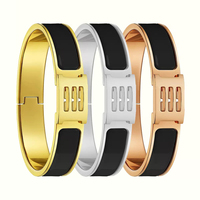 Bracelet tendance unisexe de luxe en acier inoxydable vintage plaqué or avec inscription H en émail, marque de mode de créateur, cadeau