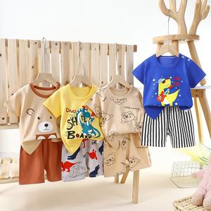 Nuovo Completo Estivo Unisex per Bambini in Puro Cotone, Stile Coreano con Stampa Animale Cartoon - Product Image 1