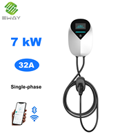 Chargeur mural intelligent pour VE 7 kW 32 A, chargeur de véhicule électrique extérieur résidentiel de niveau 2, station de recharge pour VE pour la maison