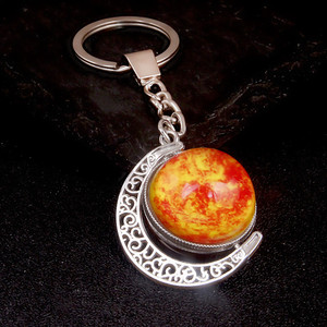 Porte-clés Lumineux Neuf Planètes Œil de Dieu, Pendentif Rond Rotatif Double Face en Cristal - Product Image 4