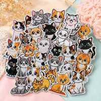 Kitty Cat Bestickte Weiße Calico-Tuxedo-Aufnäher mit Ingwerfarbenem Tabby-Katzenmotiv, die die Zunge ausstrecken und miauen – zum Aufbügeln oder Annähen