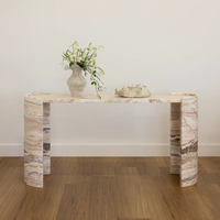 KUMUSI FURNITURE Table console moderne en marbre naturel pour la décoration de l'appartement et de la maison