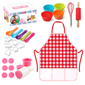 Meilleures ventes : Jouets de cuisine d'imitation pour enfants, 45 pièces, pour jeu de rôle, avec tablier, aliments à découper, gâteau, dessert et service à thé - Product Image 5