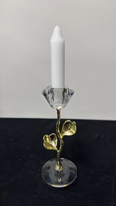 Ensemble de <span class=keywords><strong>3</strong></span> bougeoirs en <span class=keywords><strong>cristal</strong></span> K9 avec branche de Ginkgo dorée, tige en métal anti-ternissement pour centre de table de salle à manger, fête ou événement festif - Product Image 3