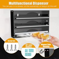 Distributeur de couvercles en aluminium, 3 en 1, avec fraise et étiquettes, support de rangement pour tiroir de cuisine, en plastique
