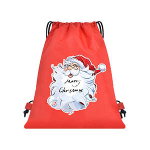 Mochila con cordón de poliéster con logotipo impreso de Navidad reutilizable al por mayor con diseño personalizado - Product Image 5