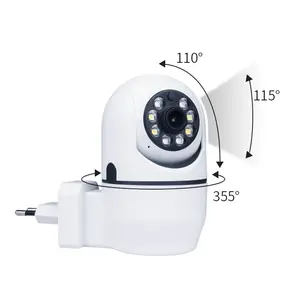 Kamera CCTV IP Mini Keamanan Pintar 1080P Keluaran Baru Wifi Kamera Dome PTZ Dalam Ruangan Pengawasan Nirkabel dengan Adaptor Steker