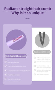 Mini <span class=keywords><strong>Plancha</strong></span> de Pelo Profesional Inalámbrica Portátil con Iones Negativos, Peine Caliente <span class=keywords><strong>Sin</strong></span> Dañar el Cabello, Cepillo Alisador - Product Image 3