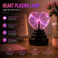 Lampe à plasma moderne en forme de cœur USB 6 pouces, lampe à induction tactile et sensible à la voix, veilleuse de Noël en verre pour les fêtes