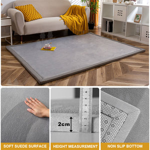 Büyük kaymaz bellek köpük Tatami halı halı kaymaz spor oyun halısı mercan kadife bebek için emekleme paspası katlanabilir yatak odası - Product Image 5
