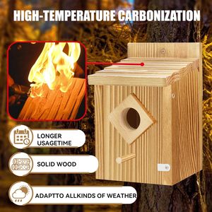 Casetta per Uccelli <span class=keywords><strong>in</strong></span> <span class=keywords><strong>Legno</strong></span> Ecologica Personalizzabile, Lucida, Impermeabile, da Esterno, con Design a Parete - Product Image 4