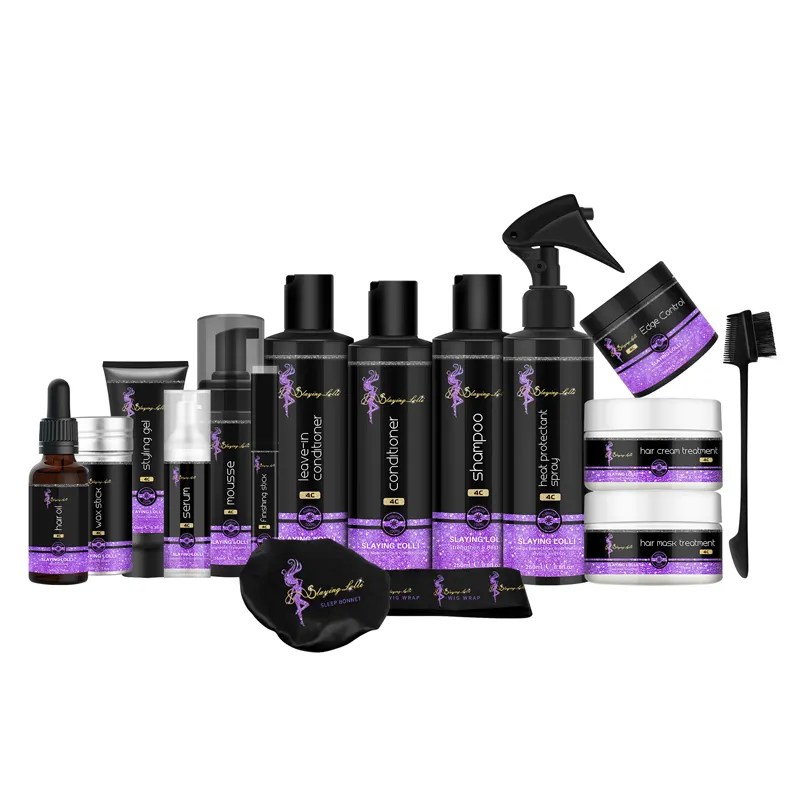 Everythingblack Label Pribadi 4C Kit Perawatan Rambut, Melembabkan dan Memperbaiki Produk Perawatan Rambut untuk Rambut Keriting