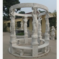 Gazébo de jardin en marbre sculpté à la main, colonne avec design artistique en fer, livraison gratuite