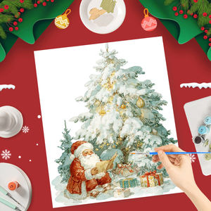 CHENISTORY Peinture Acrylique Diy Peinture par Numéros pour Adultes <span class=keywords><strong>Père</strong></span> <span class=keywords><strong>Noël</strong></span> Arbre de <span class=keywords><strong>Noël</strong></span> Dessiner Image par Numéro Kits de Bricolage - Product Image 1