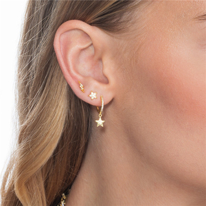 Set di orecchini a cerchio pendente a forma di stella in zircone con stella 3 pz/set - Product Image 5