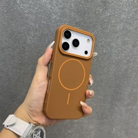 Coque magnétique unie en PC pour iPhone 17 Pro/Pro Max/14+, design gaufré mat effet peau avec protection anti-chute