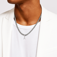 Collier minimaliste en acier inoxydable à A-Z initiale avec chaîne cubaine 20 pouces accessoire de mode pour hommes bijoux lettre pendentif breloque