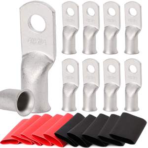 Terminales de crimpado de alambre de cobre 4AWG de 1/4 de pulgada con tubo termorretráctil 3:1 para conectores de cable de batería, grado marino - Product Image 2