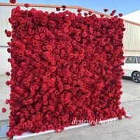 Mur de fleurs rouge sur mesure 8x2 pieds pour la décoration de mariage