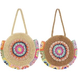 Bolso Tote de Paja Tejida con Asa de Bambú para Mujer, Bolso de Playa Casual Ligero con Parte Superior Abierta, Correa de Hombro de Poliéster, Estilo Bohemio - Product Image 6