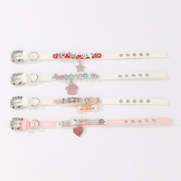 Collier pour chien en cuir PU avec strass, breloque lettre, os, patte, cœur, étoile, boucle argentée, anneau en D – Accessoires et fournitures pour petits animaux de compagnie