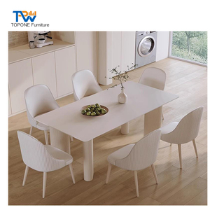 Bắc Âu Nhà Hàng Đồ Nội Thất Bàn Gỗ Rắn Và 6 Ghế Bộ Bằng Đá Cẩm Thạch Bàn Ăn Đặt 8 Chỗ Ngồi - Product Image 3