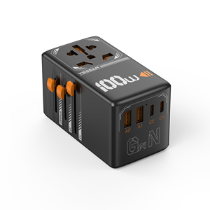 Adaptateur de voyage universel, adaptateur d'alimentation international GaN 100W, adaptateur de prise universelle pour <span class=keywords><strong>TESSAN</strong></span> - Product Image 1