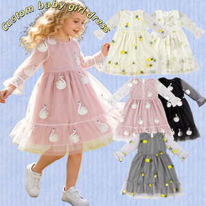 Vestido de <span class=keywords><strong>Princesa</strong></span> Personalizable para Niña Pequeña, Vestido de Tul con Mangas Largas Bordadas, Vestido de Línea A para Fiesta de Princesas - Product Image 1