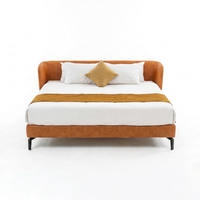 Lit à sommier réglable en tissu orange de haute qualité, design moderne, taille Queen, cadre souple, fabriqué en Indonésie