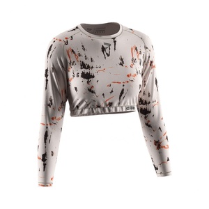 Camiseta Deportiva de Manga Larga para Mujer, Diseño Moderno, Top Corto de Manga Larga para Gimnasio - Product Image 3