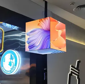 Tanda Digital kubus resolusi tinggi Led penuh warna HD Led layar kubus Logo dalam dan luar ruangan P2.5